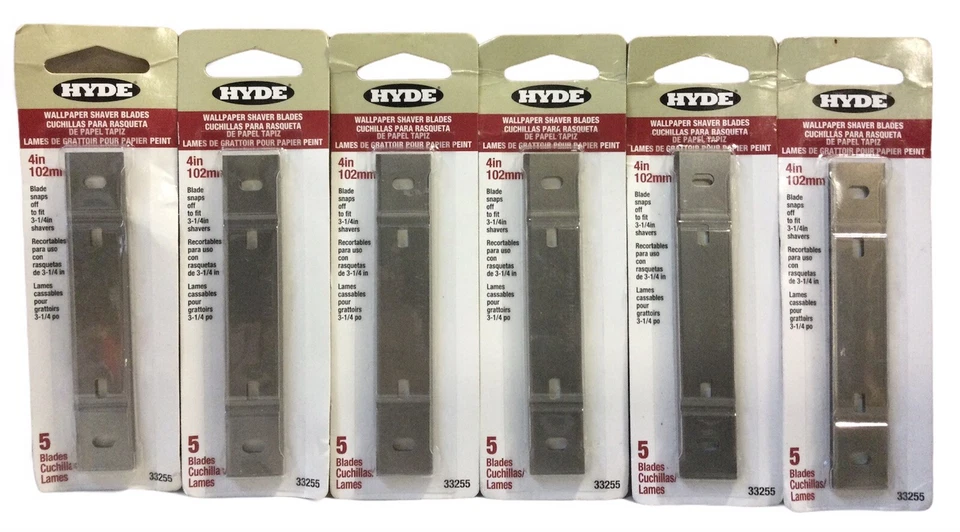 6 Pk Hyde 33255 4" Replacement Wallpaper Shaver Blades fits 4” & 3-1/2” Scrapers - Image 1 of 1