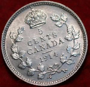π¨π¦ 1914 King George V 5 Cents AU+++ Silver Coin Canada - Picture 1 of 2
