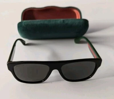 Gafas de sol de diseñador GUCCI GG0341S negras red rojas rayas verdes/grises polarizados 56 mm Foto 1 de 4