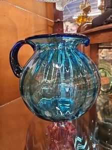 blue glass pitcher - Picture 1 of 12