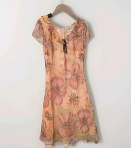 Vtg. Newport News 90s Y2K Floral Maxi Dress Size 10 Orange Cottagecore Feminine - Picture 1 of 2