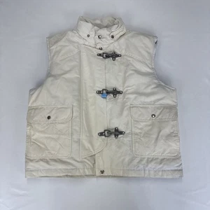 Vintage POLO RALPH LAUREN Fireman Vest Adult Large Ivory Down Nylon Clasp 90s - Foto 1 di 8