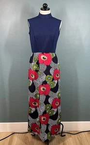 Vintage 60s 70s PURITAN Forever Young DRESS Floral Mod Maxi Sleeveless Blue MCM - Picture 1 of 17