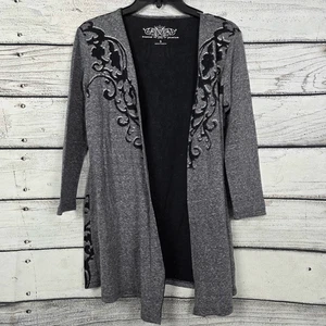 Maurices Premium Gray Scroll Cardigan Sweater Sz S - Picture 1 of 7