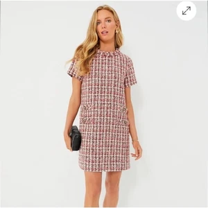 Tuckernuck NUOVO Mini Abito Jackie Magnolia Tweed Manica Corta Girocollo Taglia S - Foto 1 di 10