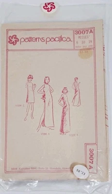 VINTAGE PATTERNS PACIFICA 3007A MISSES EVENING DRESS SIZE6, 10,14 *UNCUT - Image 1 of 2