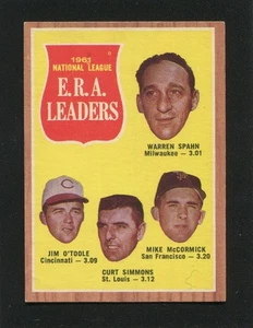 #56 N.L. ERA Leaders w/WARREN SPAHN - 1962 Topps: EX-MT, good gloss 220605e - Bild 1 von 3