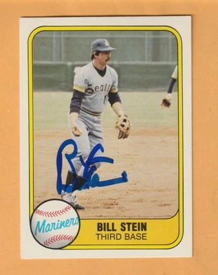 Bill Stein Seattle Mariners AUTO Signed 1981 Fleer Southern Illinois Salukis - Image 1 of 2