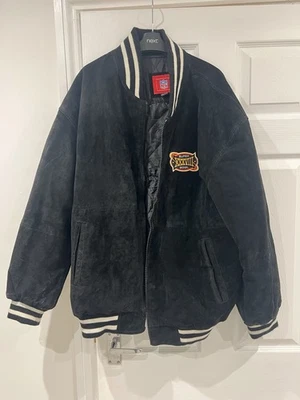 NFL Super Bowl 38 XXXVIII Mens Size XL Black Suede Varsity Jacket - Image 1 of 4