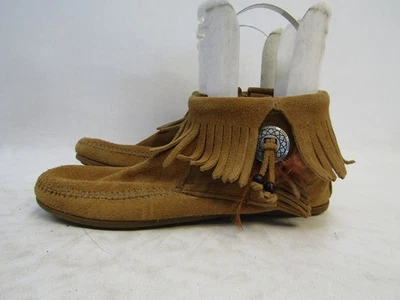 Minnetonka Womens Size 9 Brown Suede Fringe Ankle Fashion Boots Bootie - Image 1 of 4