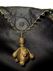 Vintage Black Card Table Cover With Heavy Bullion Tassels - Picture 1 of 4