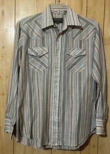 BORDER TOWN gestreiftes Western Hemd Langarm Gr. M 15/15,5 Perlen Druckknöpfe - 2 Pkt - Bild 1 von 3