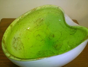 1950's Barbini Murano Art Glass Lattimo Aventurine Bowl - Picture 1 of 5