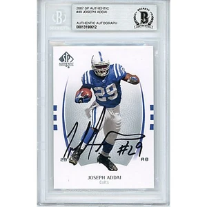 Joseph Addai Signed 2007 SP Authentic #49 Card AUTO Beckett Slabbed Indy Colts - Picture 1 of 5