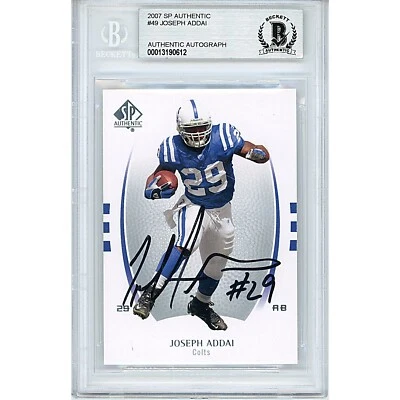 Joseph Addai Signed 2007 SP Authentic #49 Beckett BAS Slabbed Colts NFL Auto - Image 1 of 4