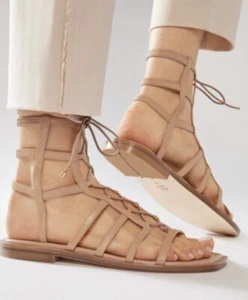 STUART WEITZMAN Womens Beige Kora Toe Block Heel Leather Gladiator Sandles 5.5 - Picture 1 of 6