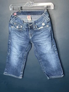 TRUE RELIGION Jeans Size 26 Gems Bling Bedazzled Capris - Picture 1 of 8