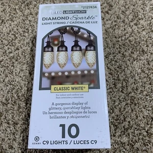 Gemmy Lightshow Diamond Sparkle 10 Ct C9 LED Sparkling Classic White Lights - Picture 1 of 9