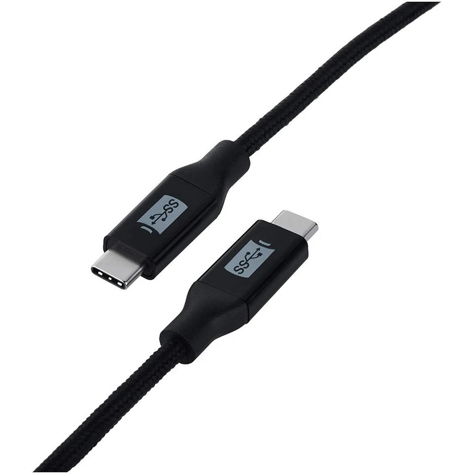 批量 5 件 Blackweb 3 英尺英尺同步电缆 USB-C 转 USB-C,黑色编织 — 第 1/1 张图片