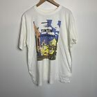 Vintage Tintin In Afghanistan Shirt Men's XL White Short Sleeve Cotton Graphic 