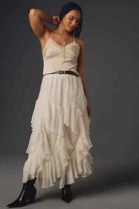 NWT Anthropologie Kavita Bhartia Tiered Tulle Maxi Skirt Ivory Size XL - Picture 1 of 7