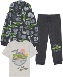 New Hybrid Little Boys Star Wars Fleece 3 Piece Outfit Hoody Pants Set Size 4 - Picture 1 of 6