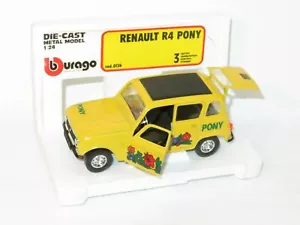 Original 1/24 Burago Renault 4 PONY - Yellow - Made in Italy - Picture 1 of 9