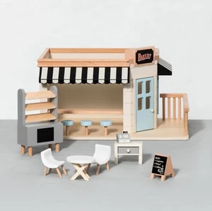 Casa delle bambole miniatura giocattolo in legno panetteria negozio cuore e mano e magnolia regalo per bambino - Foto 1 di 6