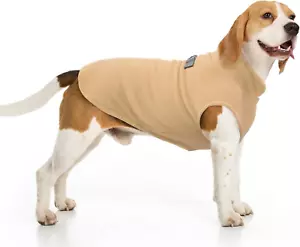 NEW Dog Fleece Vest XL Beige - Winter Hoodie Jacket with D-Ring for Cold Weather - Picture 1 of 9