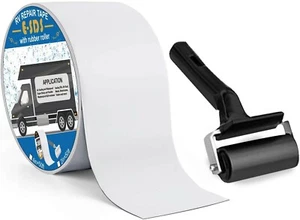 E-SDS RV Roof Sealant Tape 4" x50' with Rubber Roller, UV & Waterproof White RV  - Picture 1 of 4