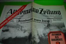 Zeitung als Dokumente 8:original Nachdruck Allgemeine Zeitung Auflage 08.08.1945
