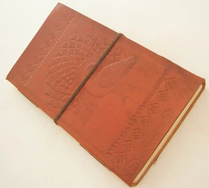Handmade Leather Bound Celtic Journal Diary PEACOCK Embossed Travelers Notebook - Picture 1 of 5