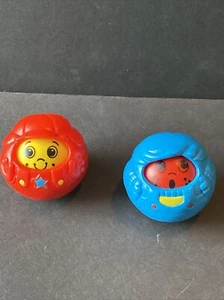 1994 Fisher-Price Rolly Polly Roll A Round Toy Changing Faces Set Of 2 Red Blue - Picture 1 of 12