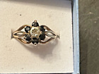 Vintage 9ct Gold Blue Sapphire & Diamond Cluster Ring 2.6g SIZE P FULLY TESTED