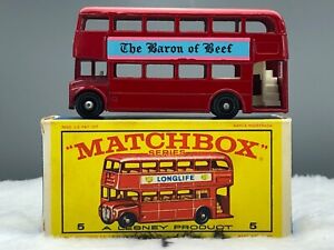 Moko Matchbox No.5D Routemaster London Bus 1965 Mint Genuine In Orig, Box N.O.S