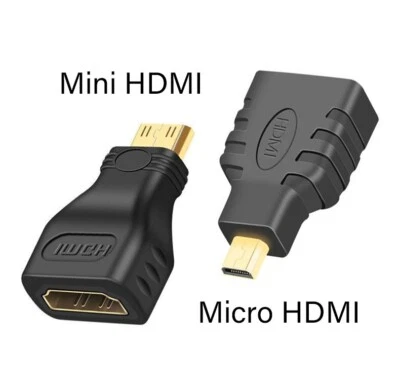 Mini/Micro HDMI auf HDMI, Mini/Micro Stecker auf HDMI Buchse Adapter 2in1 Set - Bild 1 von 4