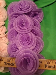 18 PCs Lavender Chiffon Flower Sewing Appliques Doll Clothes Headbands, Dress  - Picture 1 of 5