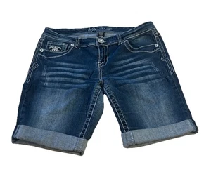 Ariya Jean Shorts Women’s 13/14 Dark Wash Denim Sequin Pocket Dublin Distressed - Picture 1 of 5