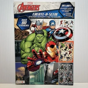Marvel Avengers Create-a-Scene Sticker Activity Pad to Color Paperback Book - Picture 1 of 8