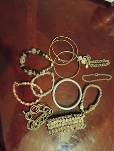 Lot Of 12 Bracelets Vtg Statement - Picture 1 of 13