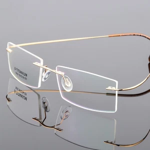 Ultraleichte Flexible Brille Randlos Brillengestell Herren Eckig Legierung Brille - Bild 1 von 28