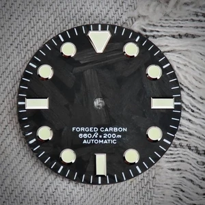 Dial Maker - Black Forged Carbon Dial NO DATE For 9015 or NH35 - Picture 1 of 3