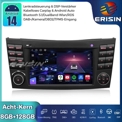 128GB DAB+ Android 14 GPS Autoradio Navi Mercedes E Klasse W211 CLS Klasse W219 - Bild 1 von 4