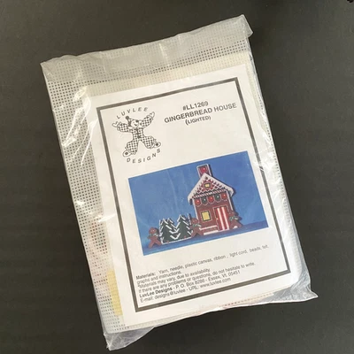 Gingerbread House Plastic Canvas Needlepoint Kit Christmas 3D Lighted - Image 1 of 4
