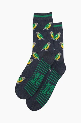 SOCK TALK SENEGAL PARROT BLACK ALL OVER STYLE MENS PAIR OF NOVELTY SOCKS