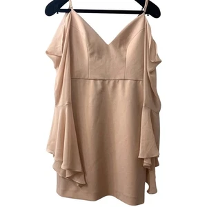 BCBGMAXAZRIA Palm Cold-Shoulder Bell Sleeve Dress - Size: 2 - Picture 1 of 13
