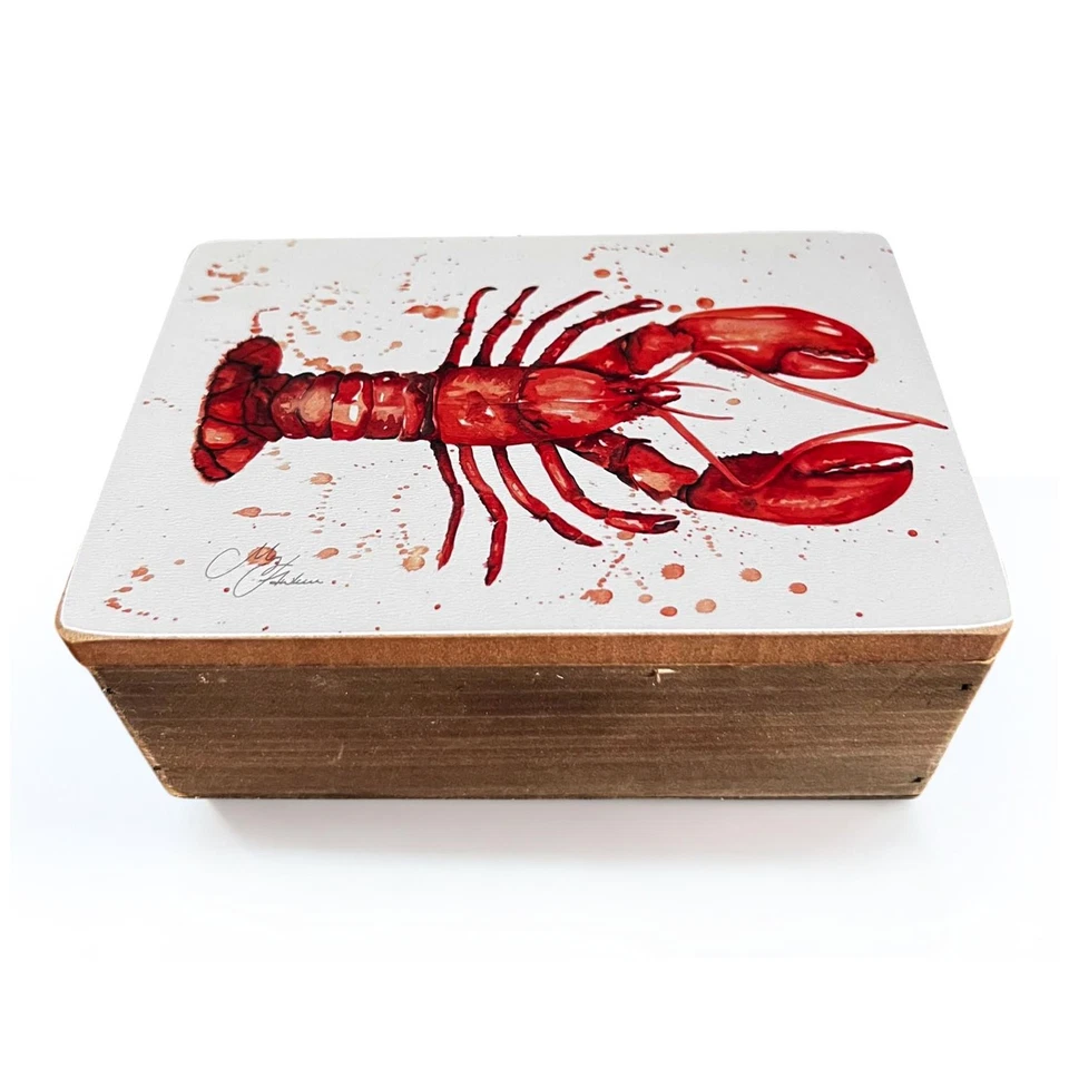 THORNESS Karabiner Schmuckkästchen, maritimes Dekor, 15 cm x 10 cm x 6 cm, Aquarellkunst