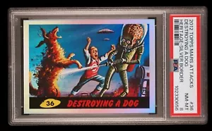 2012 topps heritage #36 destroying a dog; silver SSP mars attacks PSA 8 (Pop 1) - Picture 1 of 4