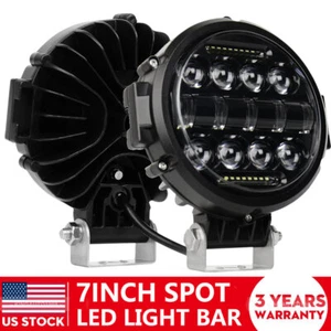 7'' Black LED Pods Work Light Bar Round Driving Fog Headlight Truck Off Road - Picture 1 of 12