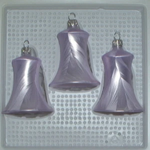 Lauschaer Glas Christbaumschmuck Glocken klein Eislack flieder - Bild 1 von 5